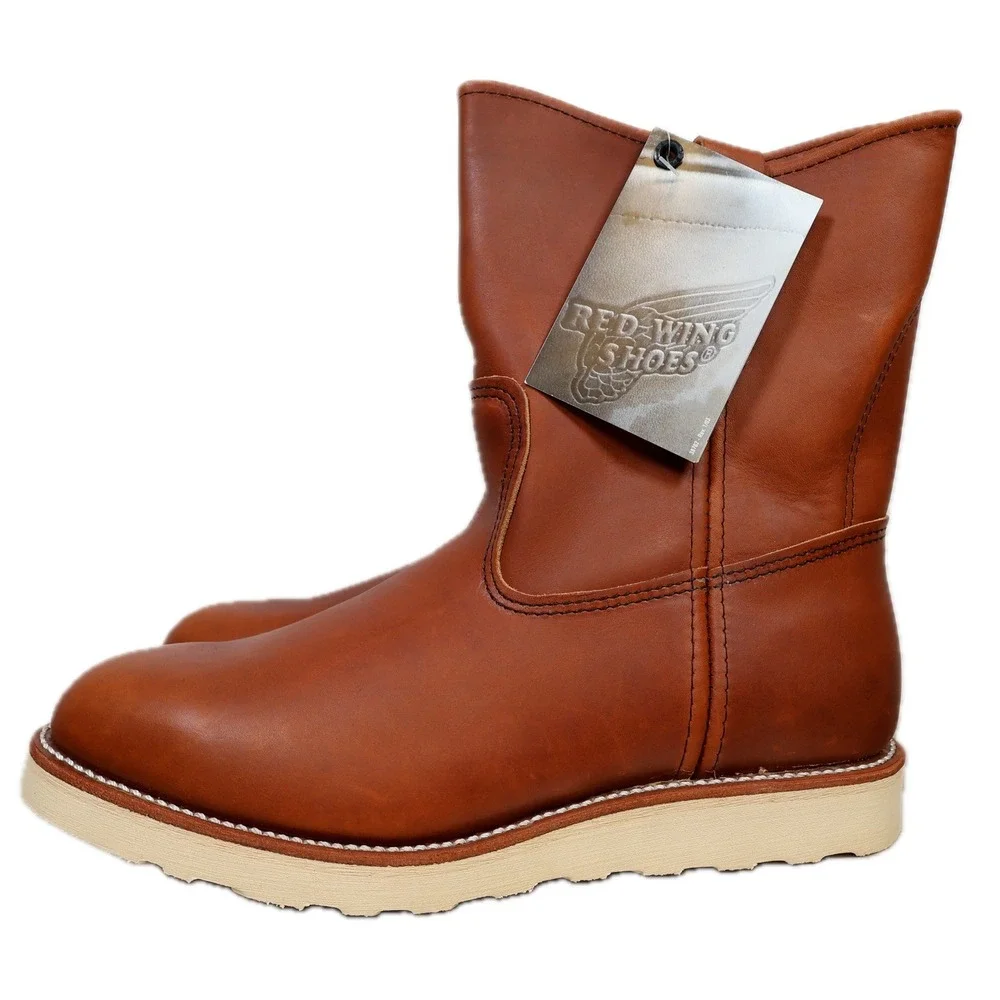 Red Wing 866 Pecos Boots Mens 9.5 E3 Brown Leather Pull On Made in USA New